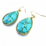 Theon Howlite Turquoise Marble Teardrop Stone Earrings